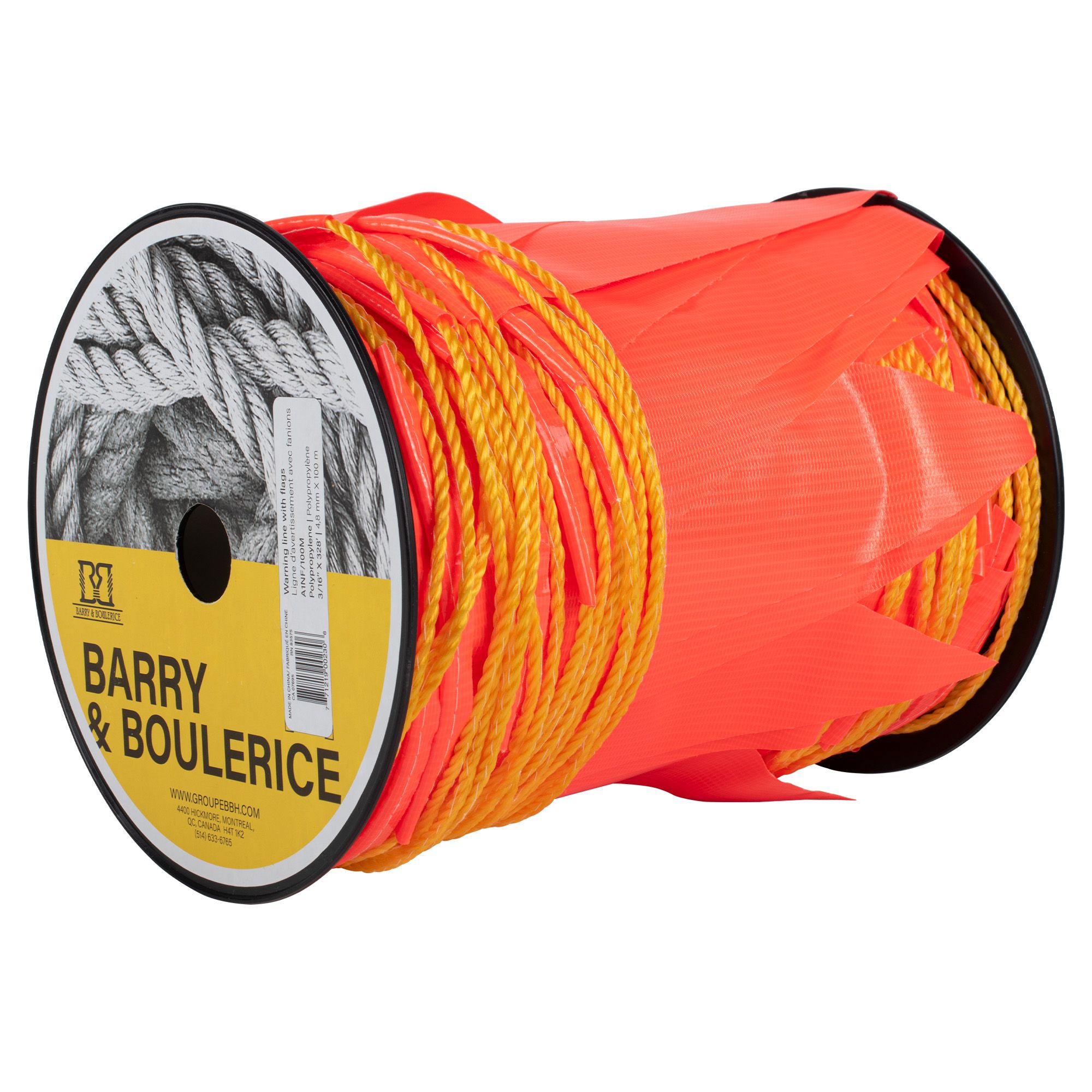 Corde d'avertissement avec fanions - 3/16'' x 328'