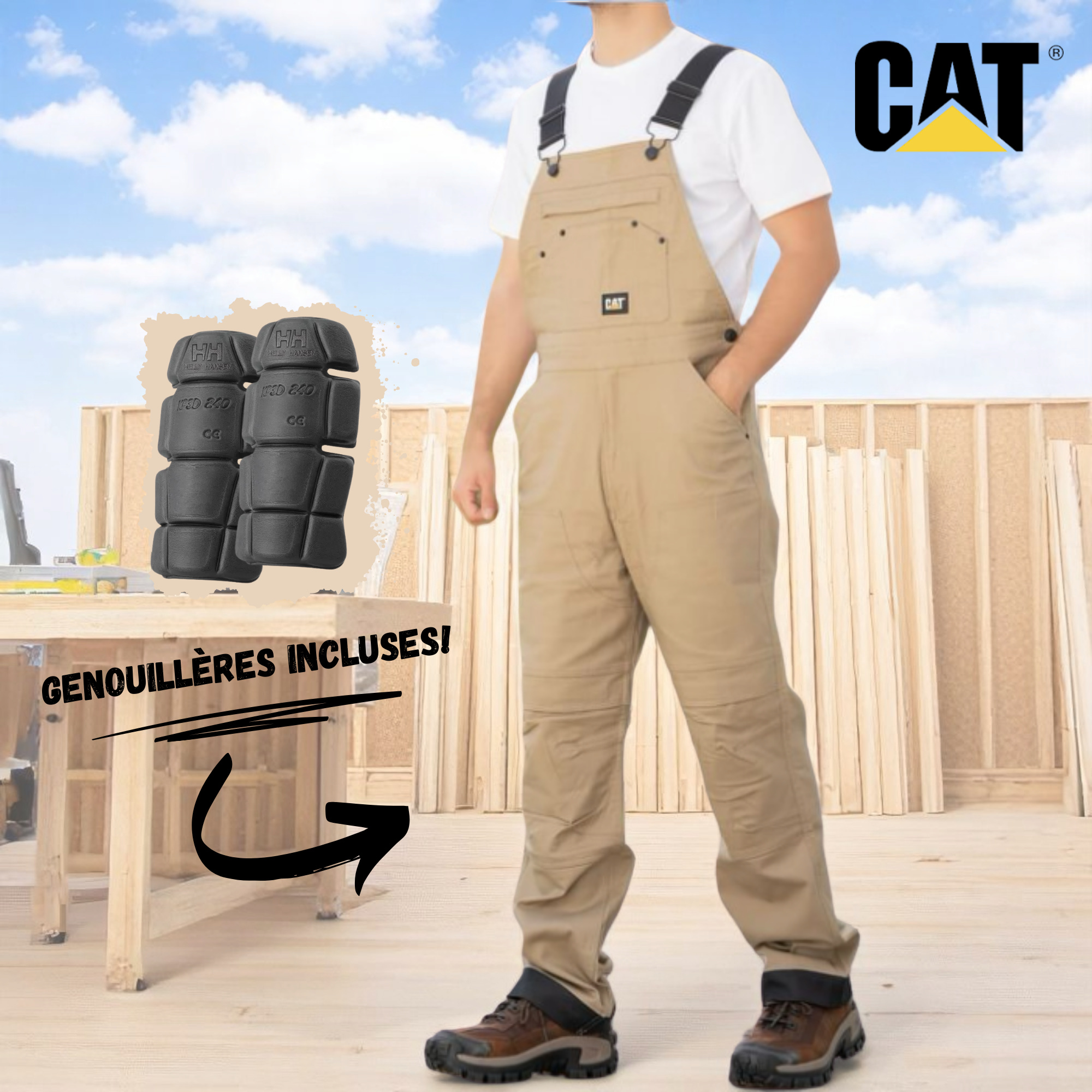 CAT overalls with integrated kneepads (Stretch)