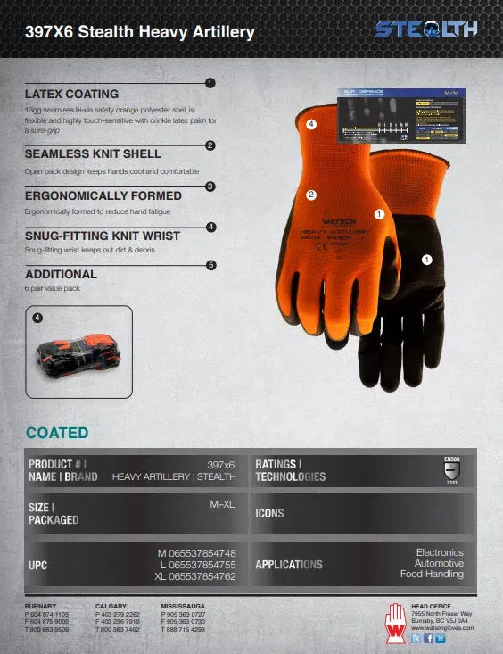 Stealth Heavy Artillery gloves (6 pairs)