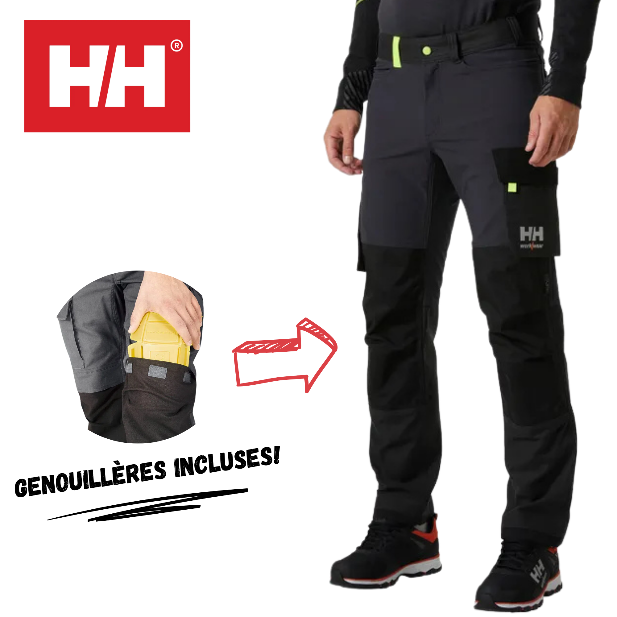 H/H Pantalon Oxford ULTRA-STRETCH (Avec porte-genouillères)