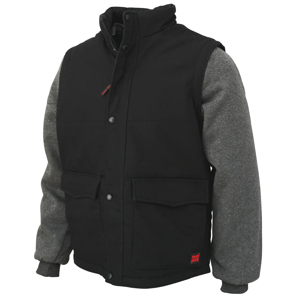 Tough Duck jacket Black (Removable Sleeves) - Riobec I8A216-I8A216-I8A216-I8A216-I8A216