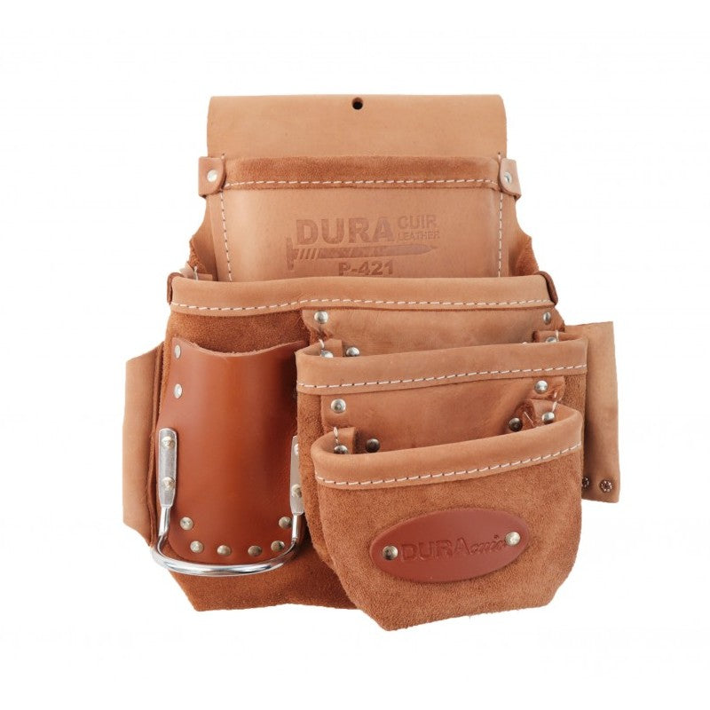 4p nail bag with right-handed hammer holder / Duracuir