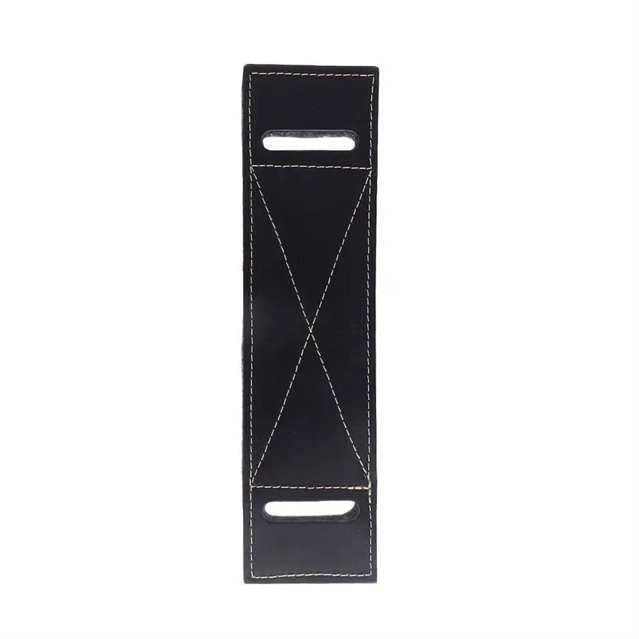 Black leather epaulette for Desrochers suspenders