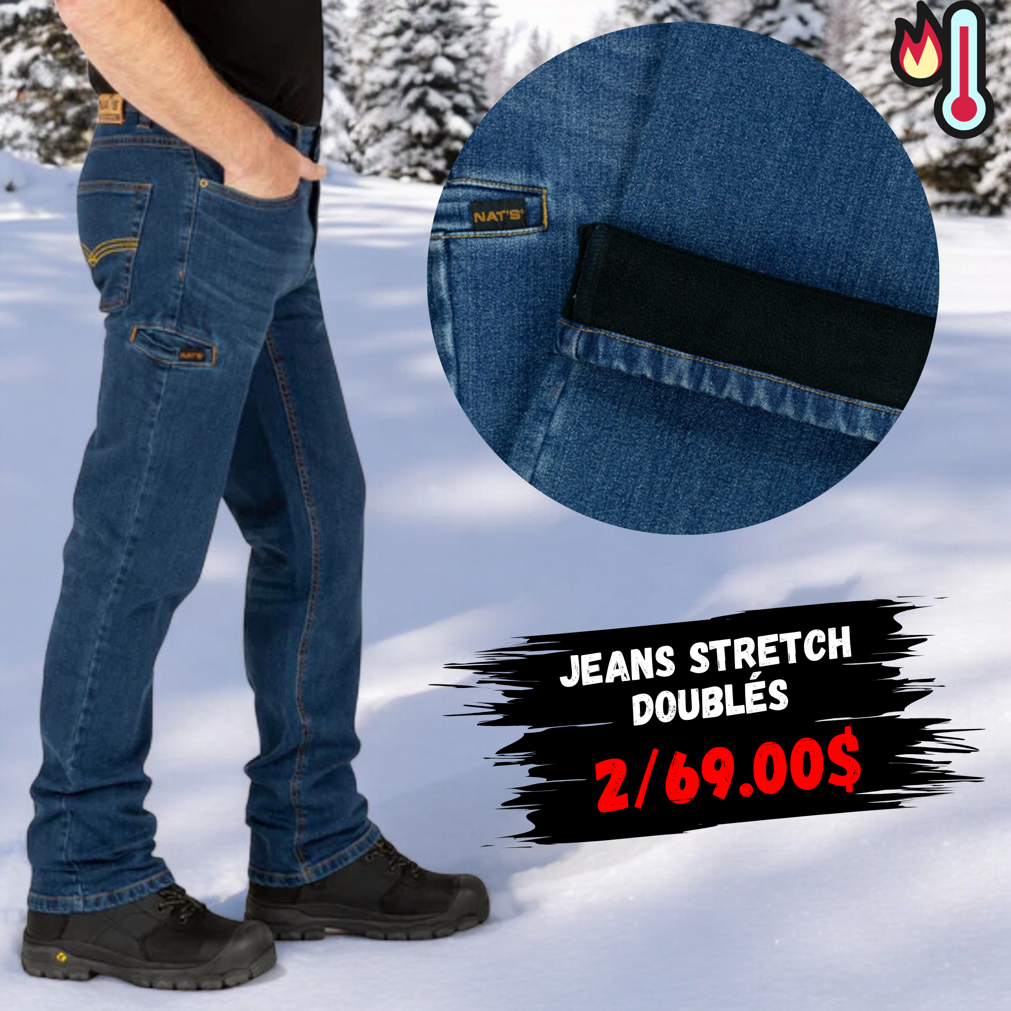 Lined Jeans (Microfleece) - Stretch