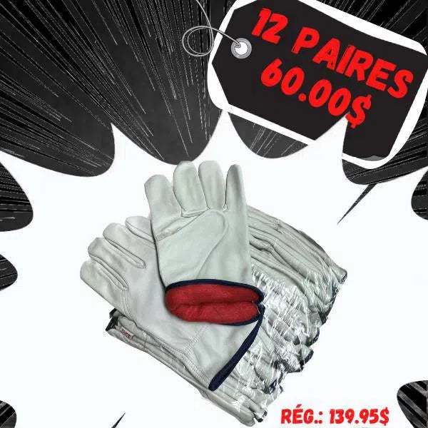 Lined leather gloves (Driver style) - Dozen