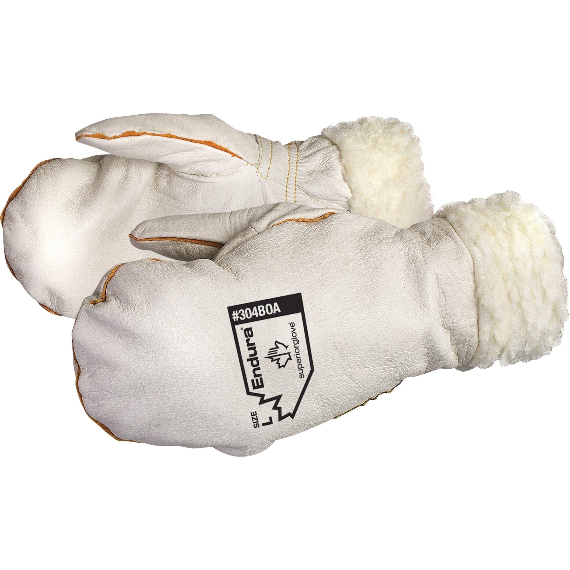 Winter leather mittens